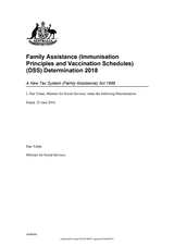 Family Assistance (Immunisation Principles and Vaccination Schedules) (DSS) Determination 2018 thumbnail