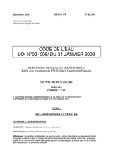 Law No. 02-006 of 31 January 2002 - Water Code thumbnail