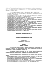 Industrial Property Act (Official Gazette of the Republic of Slovenia, No. 45/01 of June 7, 2001, as amended up to March 29, 2020) thumbnail