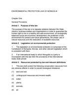 Environmental Protection Law of Mongolia thumbnail