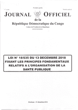 Law No. 18/035 of December 13, 2018 Establishing the Fundamental Principles relating to the Organization of Public Health thumbnail